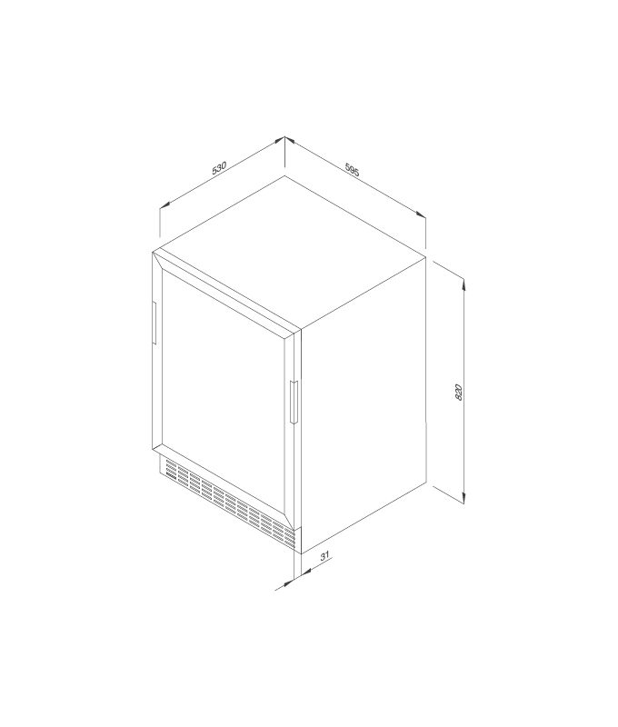 kích thước của Tủ bảo quản rượu vang Malloca MWC-46BG