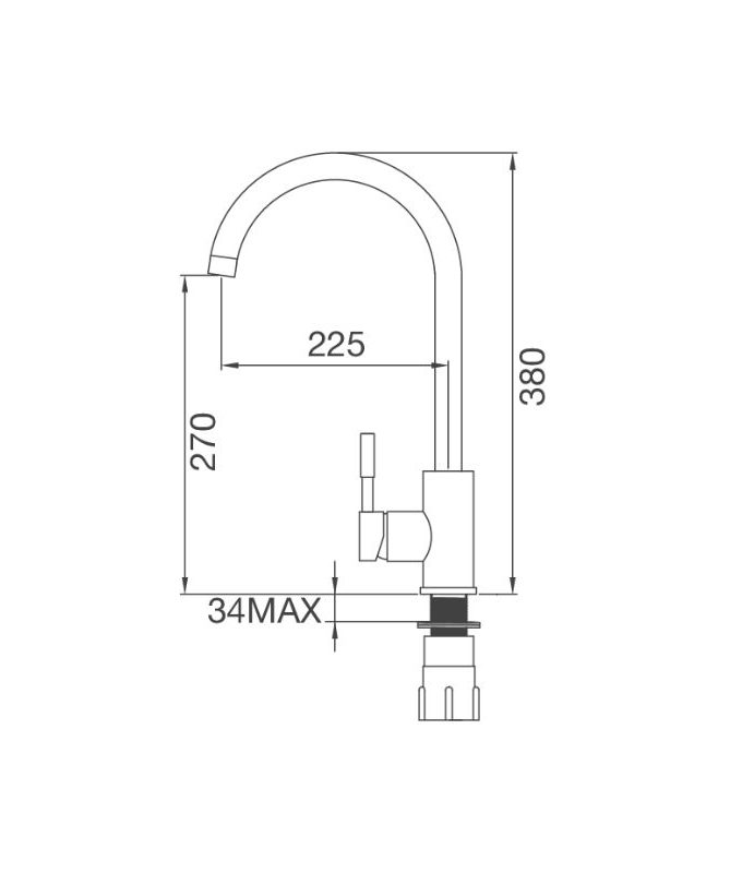 Kích thước của Vòi rửa bát Malloca K569-SN