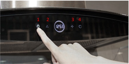 Máy hút mùi áp tường Malloca MC 9018HS 4 Bảng điều khiển máy hút mùi áp tường Malloca MC 9018HS