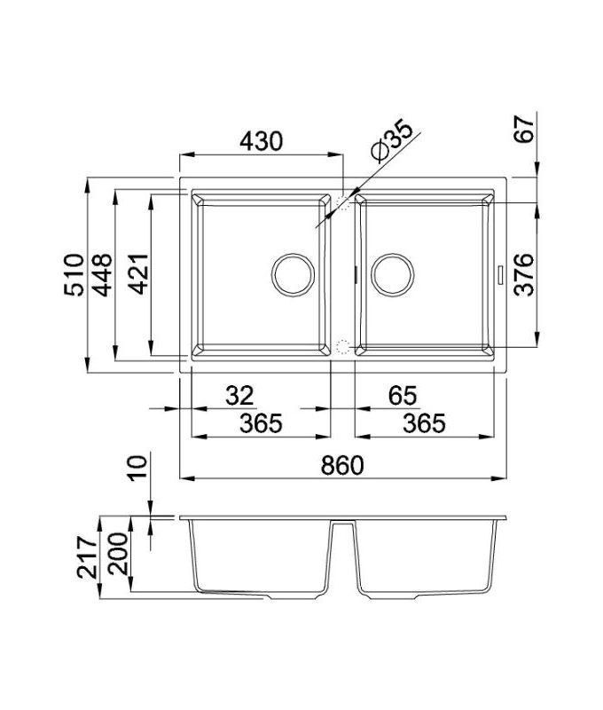 kích thước của Chậu rửa bát Malloca BIANCO K-45062