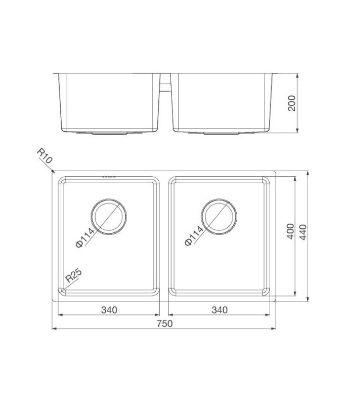 kích thước của Chậu rửa bát Malloca MS 6075