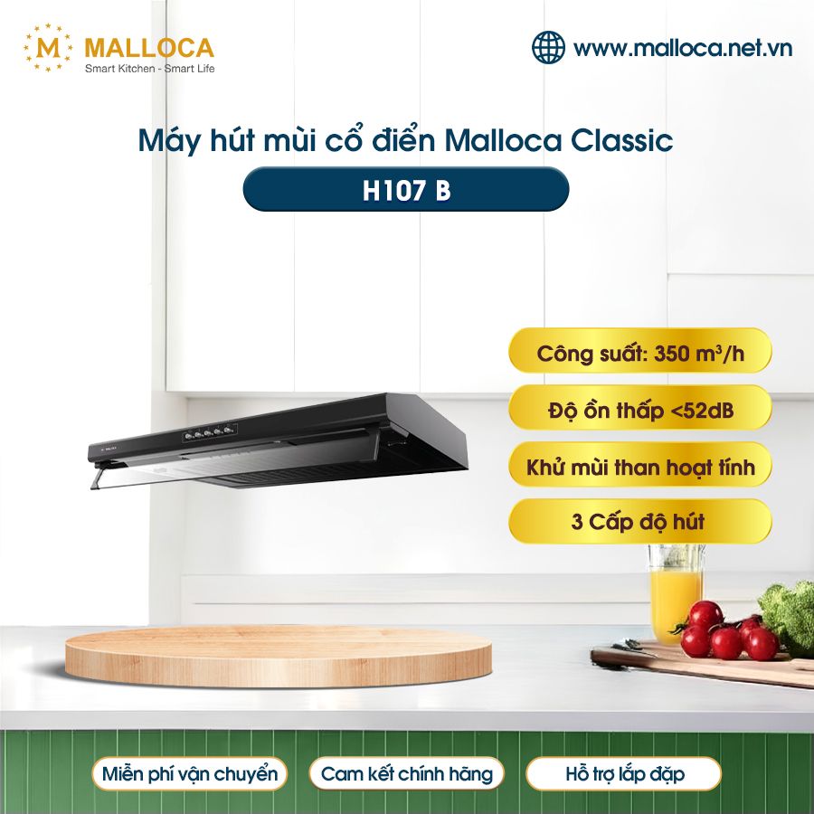 Máy hút mùi cổ điển Malloca Classic H107 B