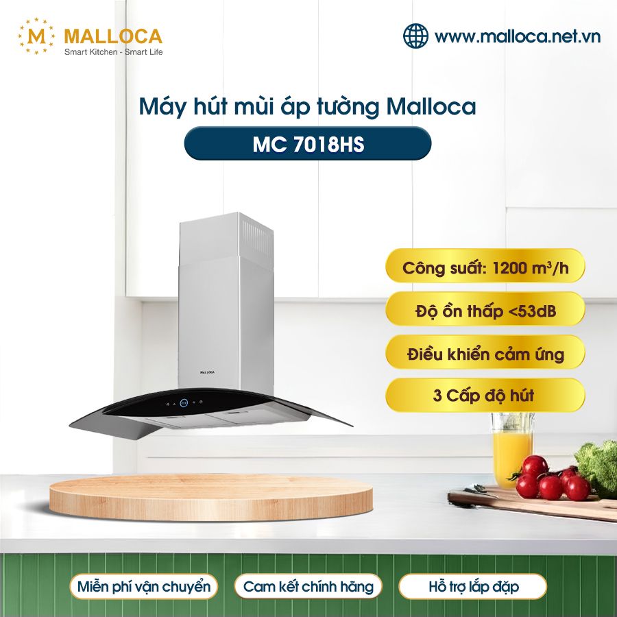 Máy hút mùi áp tường Malloca MC 7018HS