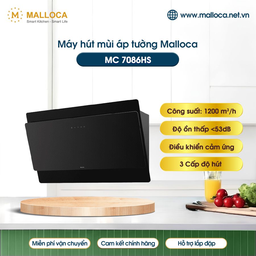Máy hút mùi áp tường Malloca MC 7086HS