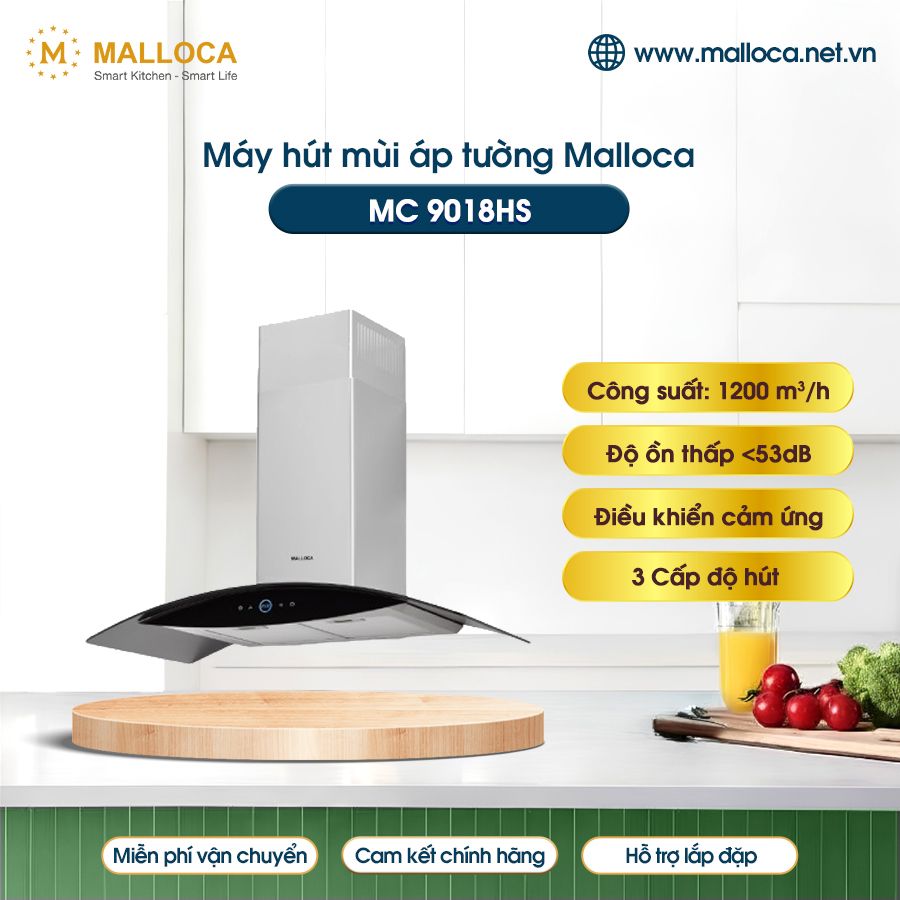 Máy hút mùi áp tường Malloca MC 9018HS