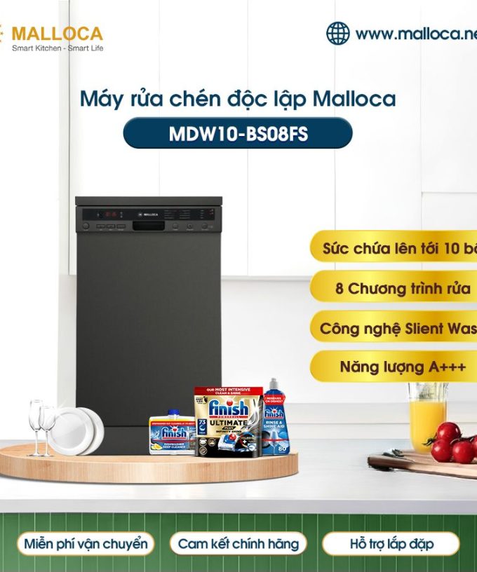 Máy rửa bát độc lập Malloca MDW10-BS08FS