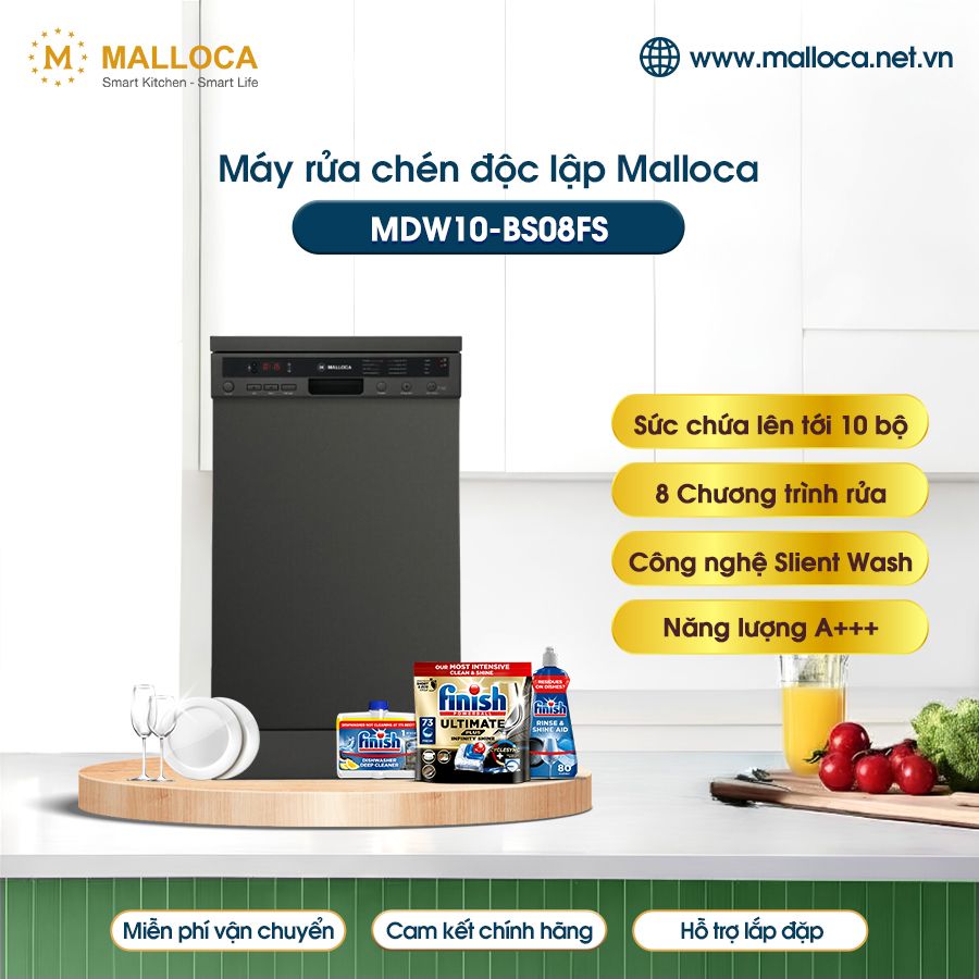 Máy rửa bát độc lập Malloca MDW10-BS08FS