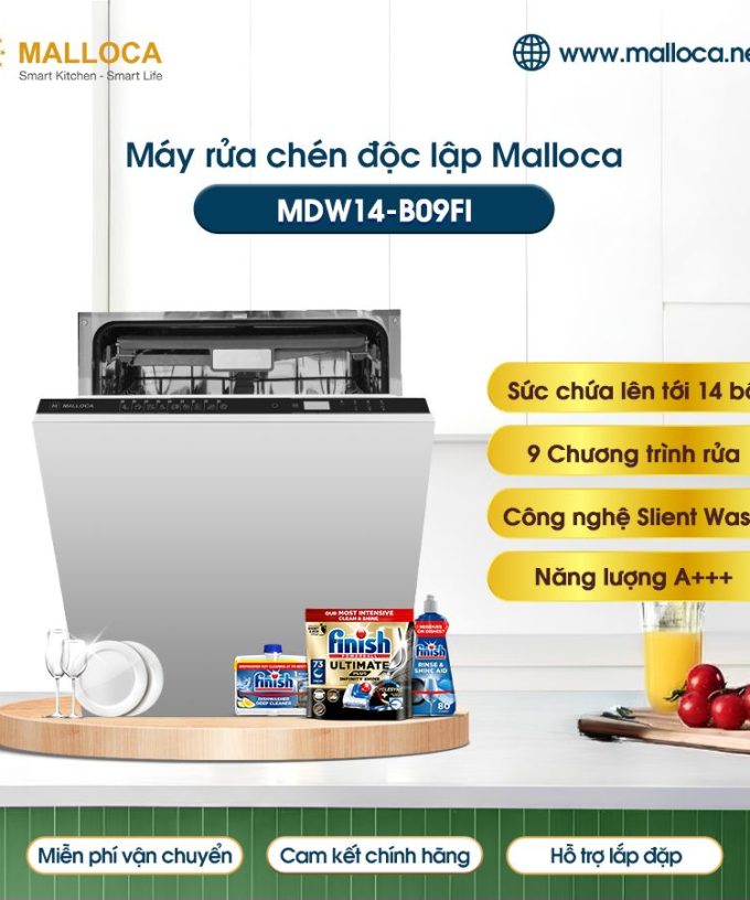 Máy rửa bát Malloca MDW14-B09FI âm tủ