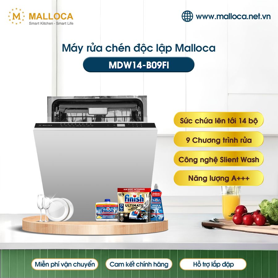 Máy rửa bát Malloca MDW14-B09FI âm tủ