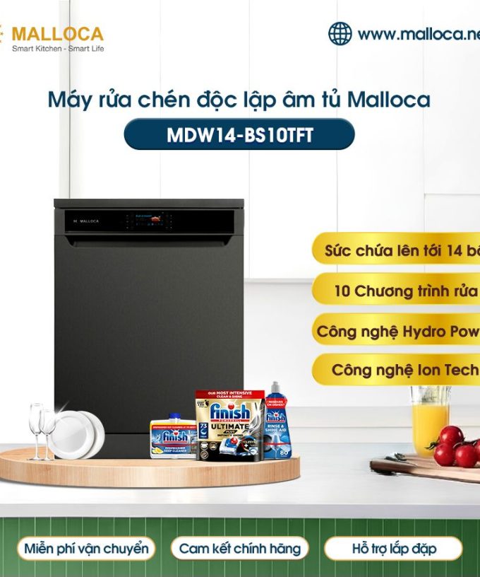 Máy rửa bát độc lập Malloca MDW14-BS10TFT