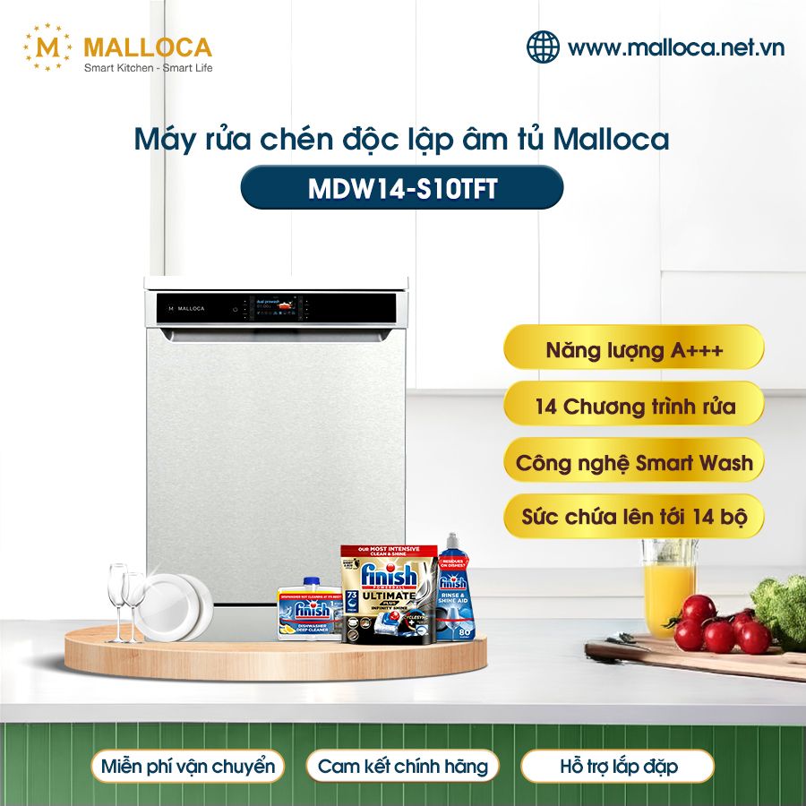 Máy rửa bát Malloca MDW14-S10TFT