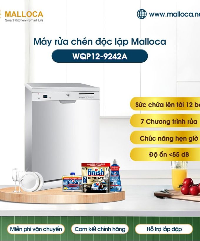 Máy rửa bát độc lập Malloca WQP12-9242A