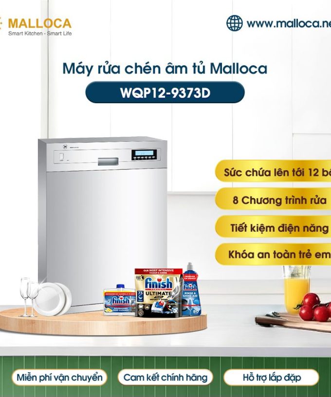 Máy rửa bát âm tủ Malloca WQP12-9373D
