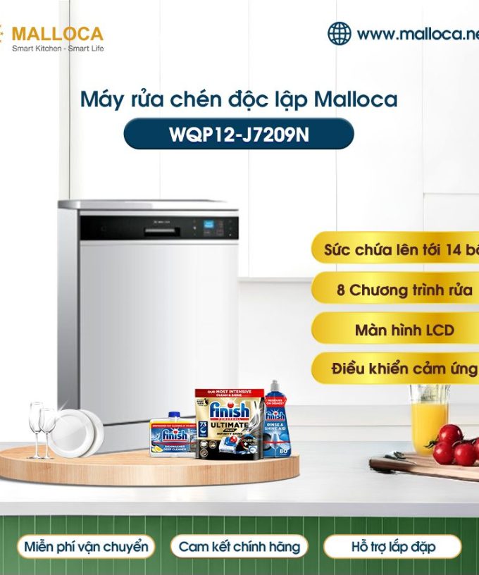 Máy rửa bát độc lập Malloca WQP12-J7209N