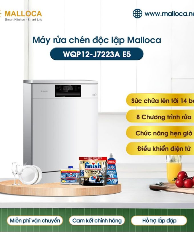 Máy rửa bát độc lập Malloca WQP12-J7223A E5