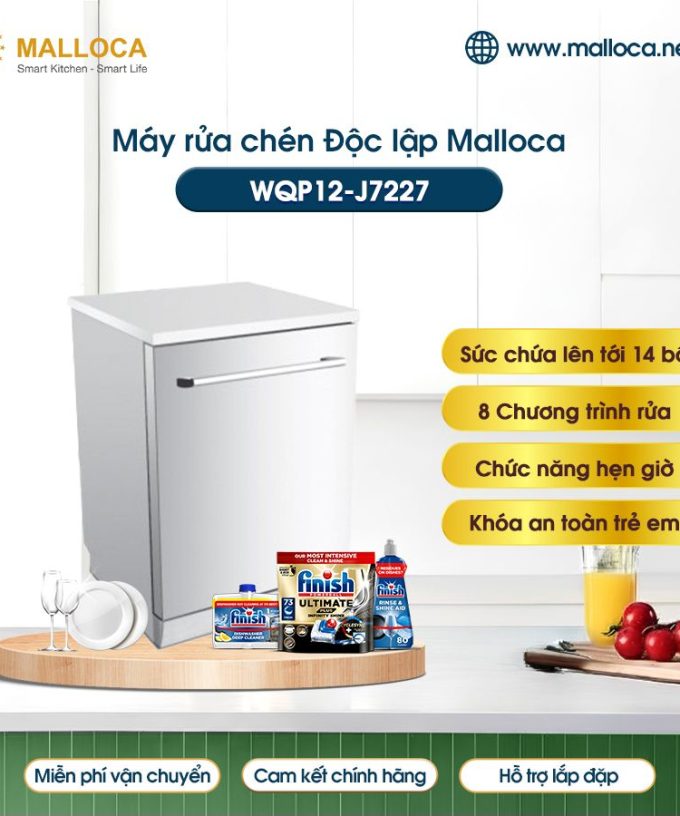 Máy rửa bát độc lập Malloca WQP12-J7227