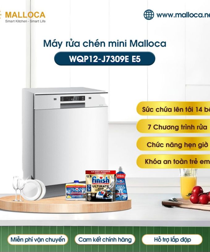 Máy rửa bát âm tủ Malloca WQP12-J7309E E5