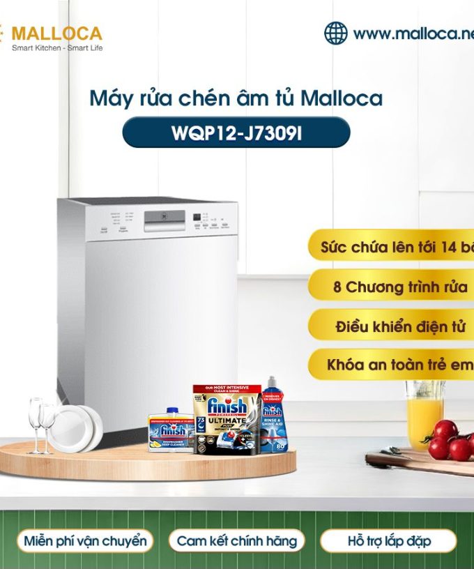Máy rửa bát âm tủ Malloca WQP12-J7309I