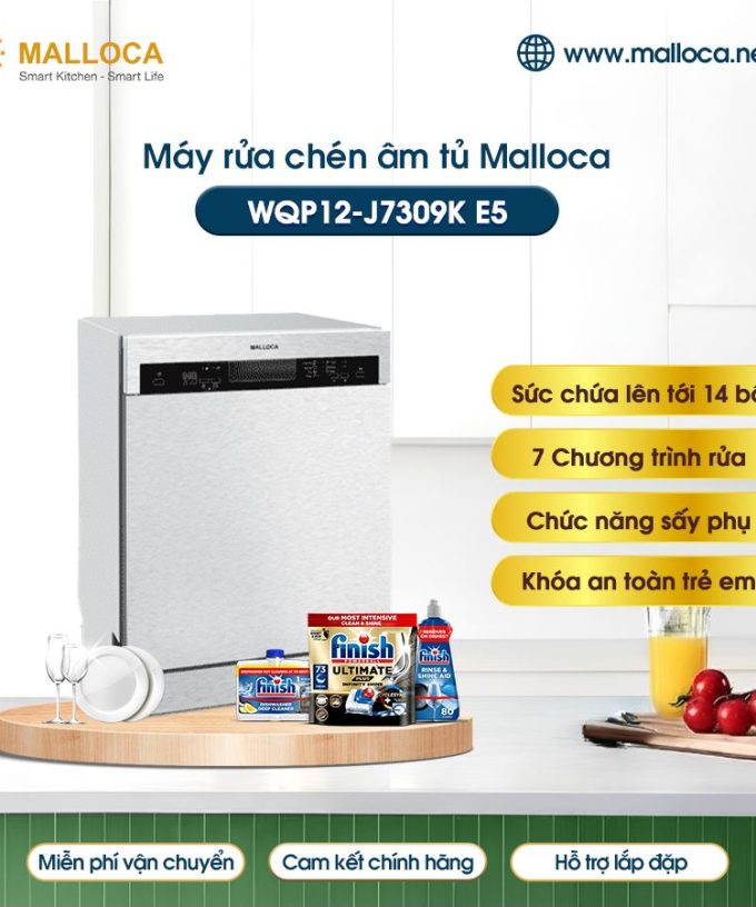 Máy rửa bát âm tủ Malloca WQP12-J7309K E5