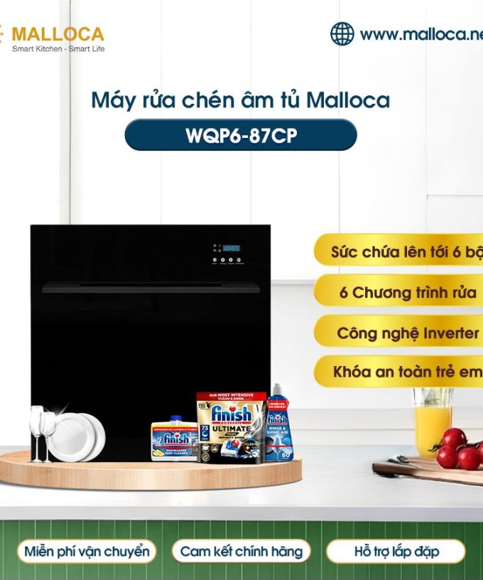 Máy rửa bát Malloca WQP6-87CP âm tủ
