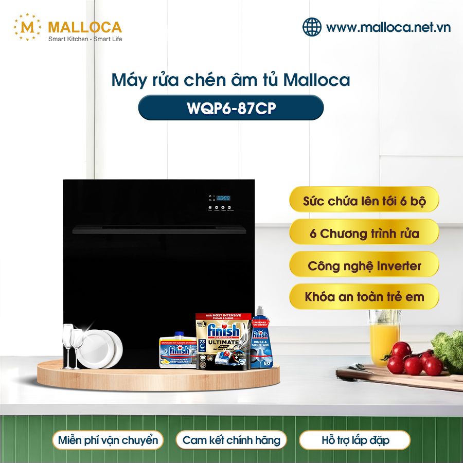 Máy rửa bát Malloca WQP6-87CP âm tủ