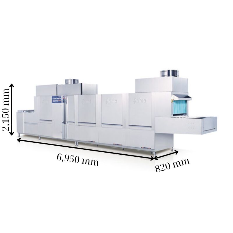 Kích thước máy rửa chén bát công nghiệp băng chuyền PRIME PMFE-1800SDE Kích thước máy rửa chén bát công nghiệp băng chuyền PRIME PMFE-1800SDE