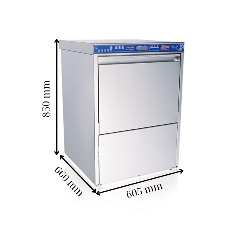 Kích thước Máy rửa chén bát công nghiệp dưới quầy PRIME PMUE-600E Kích thước Máy rửa chén bát công nghiệp dưới quầy PRIME PMUE-600E