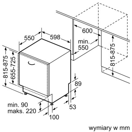 Máy rửa bát âm toàn phần Bosch SMV4ECX14E 10 Kích thước Máy rửa chén bát Bosch SMV4ECX14E serie 4