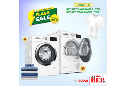 COMBO 5: Máy giặt Bosch WAW28440SG (8kg) + Máy sấy BOSCH WTW85400SG