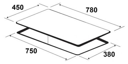 Bếp 2 từ, 1 hồng ngoại KAFF KF-IG3001IH 3 Kích thước Bếp 2 từ, 1 hồng ngoại KAFF KF-IG3001IH