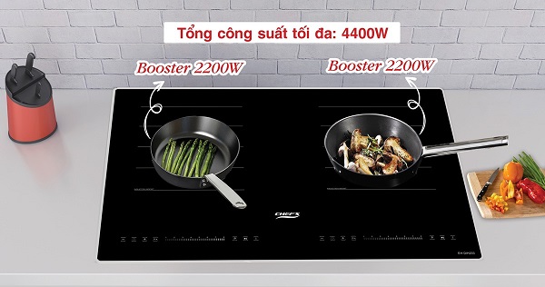 tính năng gia nhiệt nhanh của bếp từ đôi Chefs EH-DIH203 tính năng gia nhiệt nhanh của bếp từ đôi Chefs EH-DIH203