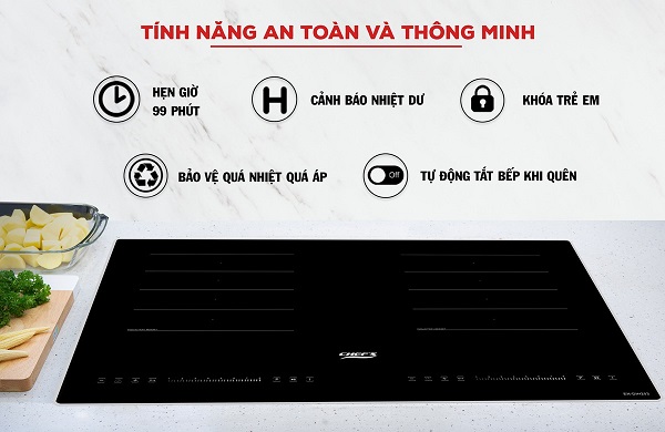 tính năng an toàn của bếp từ đôi Chefs EH-DIH203 tính năng an toàn của bếp từ đôi Chefs EH-DIH203