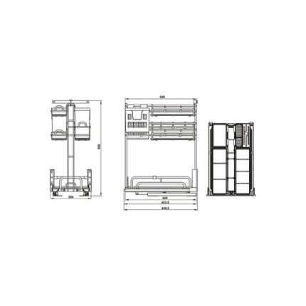 Bộ rổ gia vị dao thớt Hafele Omero 595.00.803 300mm 5 Bộ rổ gia vị dao thớt Hafele Omero 595.00.803 300mm