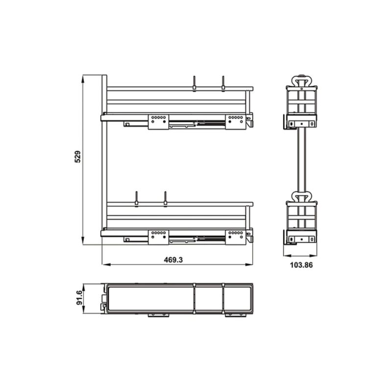 Bộ rổ gia vị Hafele Omero 549.20.891 200mm (trái) Bộ rổ gia vị Hafele Omero 549.20.891 200mm (trái)