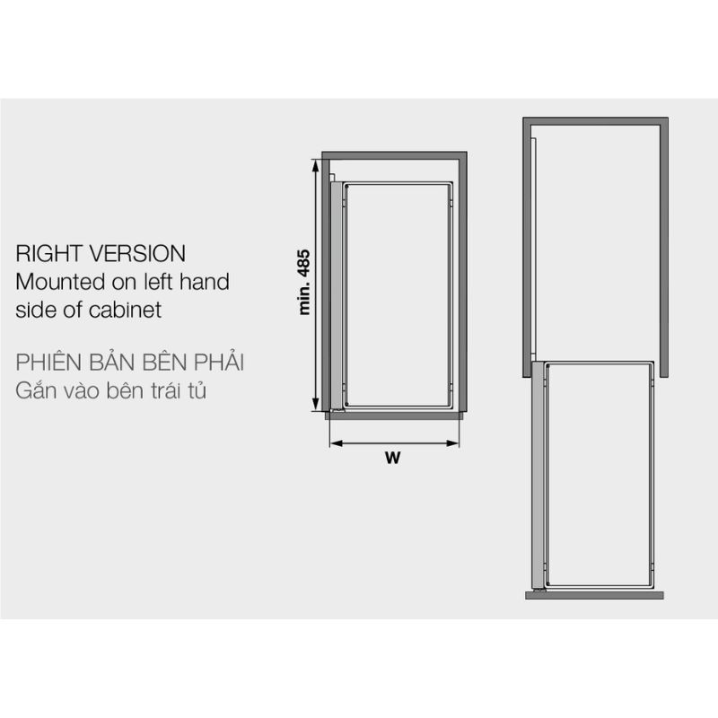 Kích thước của bộ rổ kéo Comfort II 400mm Phải Hafele 545.53.968 Kích thước của bộ rổ kéo Comfort II 400mm Phải Hafele 545.53.968