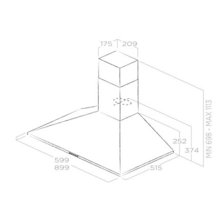 Máy hút mùi áp tường Elica TAMAYA PB WH/A/90 PRF0009880A 3 Kích thước máy hút mùi áp tường Elica TAMAYA PB WH/A/90 PRF0009880A