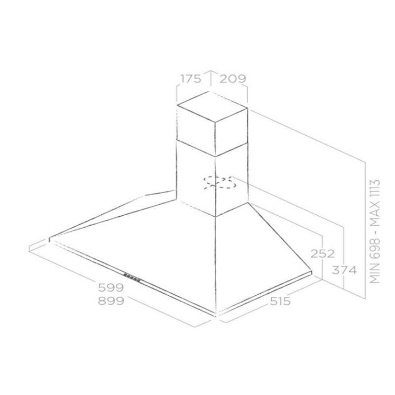 Kích thước máy hút mùi áp tường Elica TAMAYA PB WH/A/90 PRF0009880A Kích thước máy hút mùi áp tường Elica TAMAYA PB WH/A/90 PRF0009880A