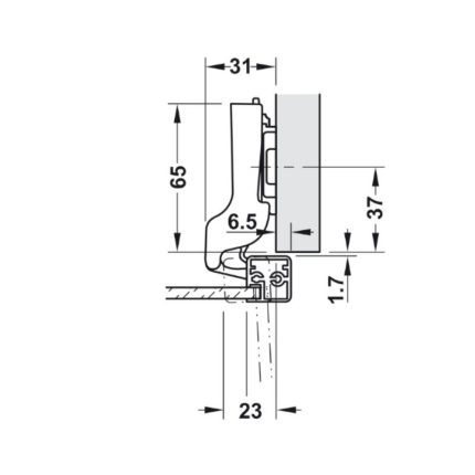 Bản lề Metalla SM 110º trùm nửa Hafele 315.26.711 2 Kích thước bản lề Metalla SM 110º trùm nửa Hafele 315.26.711