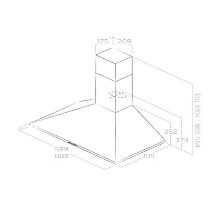 Máy hút mùi áp tường Elica TAMAYA NW STD IX/F/60 PRF0051814 3 Kích thước máy hút mùi áp tường Elica PRF0051814