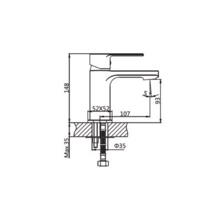 Vòi chậu lavabo nóng lạnh Paul Schmitt PA012F 3 Kích thước vòi chậu lavabo nóng lạnh Paul Schmitt PA012F