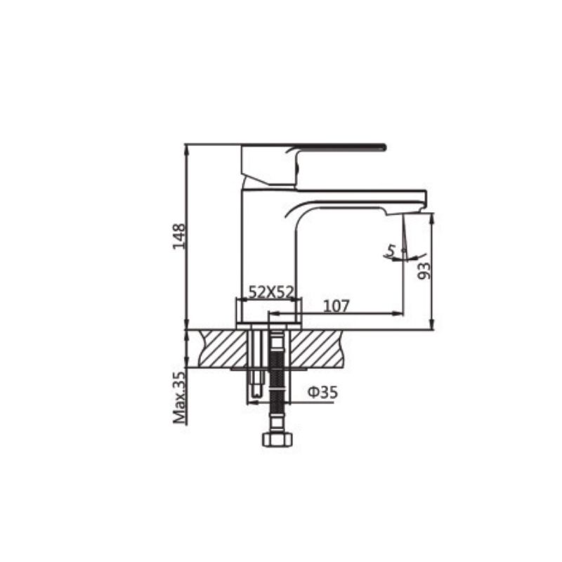 Kích thước vòi chậu lavabo nóng lạnh Paul Schmitt PA012F Kích thước vòi chậu lavabo nóng lạnh Paul Schmitt PA012F