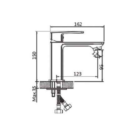 Vòi chậu lavabo nóng lạnh Paul Schmitt PA019F 3 Kích thước vòi chậu lavabo nóng lạnh Paul Schmitt PA019F