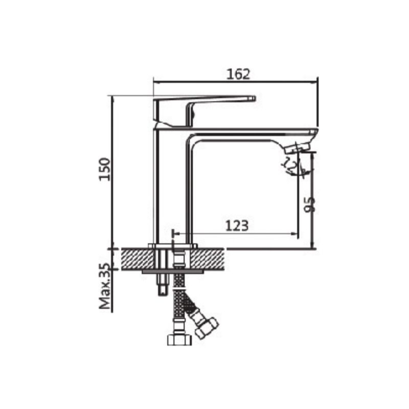Kích thước vòi chậu lavabo nóng lạnh Paul Schmitt PA019F Kích thước vòi chậu lavabo nóng lạnh Paul Schmitt PA019F