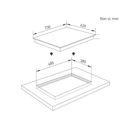 Kích thước bếp từ đôi Binova BI-1106JP lắp âm