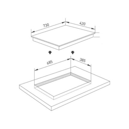 Kích thước bếp từ đôi Binova BI-555-IDC lắp âm