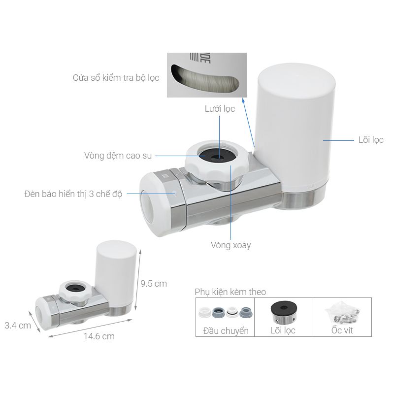 Chi tiết thiết bị lọc nước đầu vòi Cleansui EF201 Chi tiết thiết bị lọc nước đầu vòi Cleansui EF201