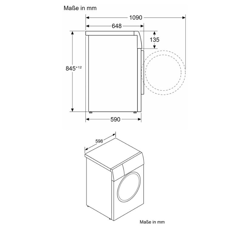 Kích thước máy giặt Bosch 10kg WGB2560X0 Serie 8 Kích thước máy giặt Bosch 10kg WGB2560X0 Serie 8