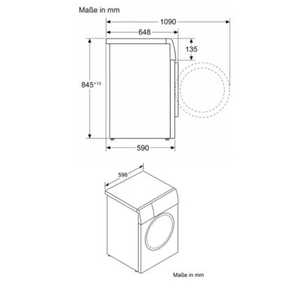 Kích thước máy giặt Bosch 10kg WGB256A90 Serie 8