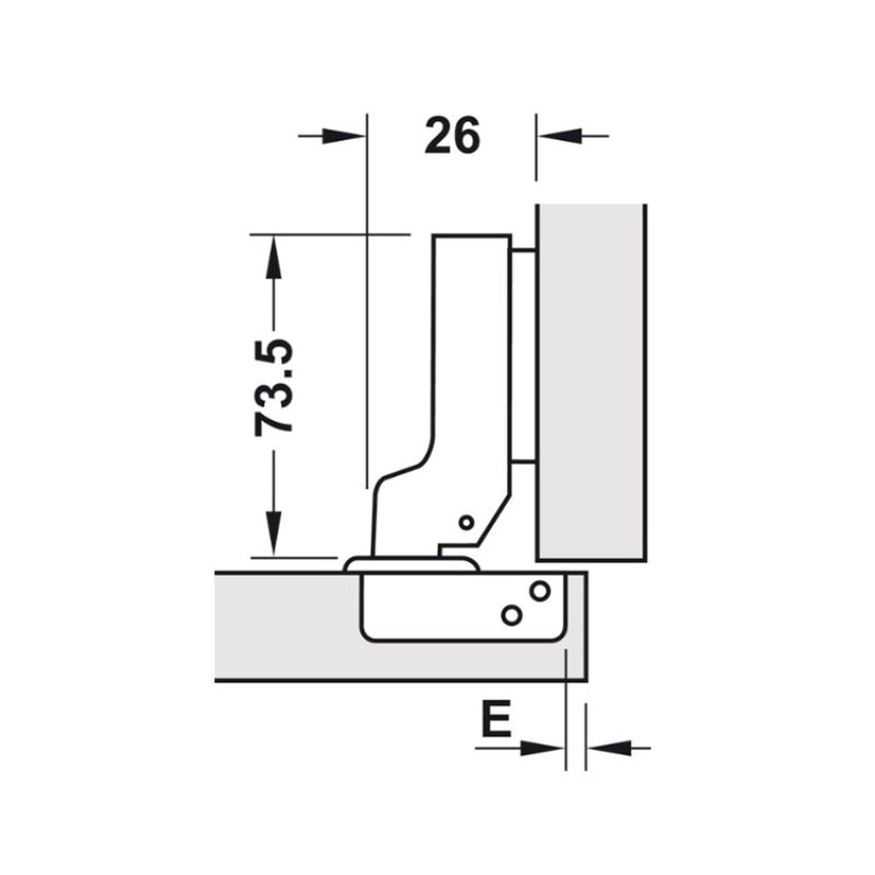 Kích thước bản lề trùm nửa Metalla SM 110° giảm chấn Hafele 315.11.751 Kích thước bản lề trùm nửa Metalla SM 110° giảm chấn Hafele 315.11.751