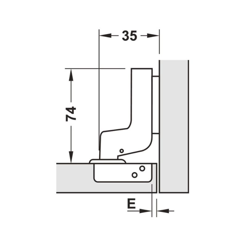 Kích thước bản lề lọt lòng Metalla SM 110º DIY Hafele 483.01.722 Kích thước bản lề lọt lòng Metalla SM 110º DIY Hafele 483.01.722